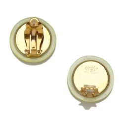 Chanel Vintage - Round Clip On Earrings - Green - Ceramic Chanel Earrings - Luxury High Quality - Avvenice