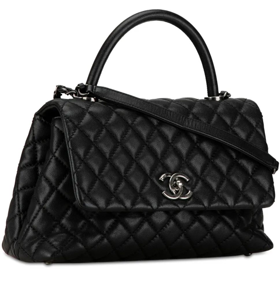 Chanel Vintage - Small Caviar Coco Top Handle Bag - Black - Leather and Lambskin Handbag - Luxury High Quality - Avvenice