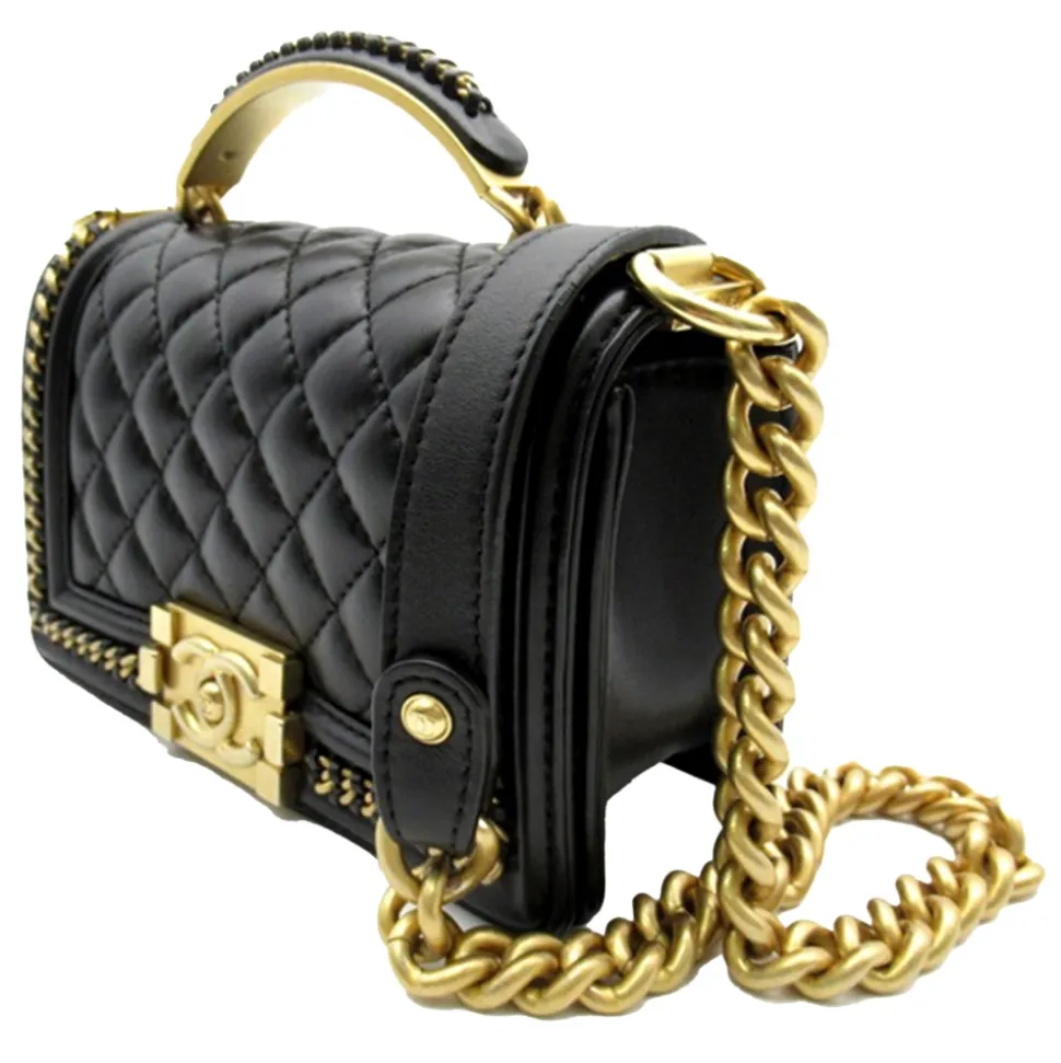 Chanel Vintage - Small Lambskin Boy Top Handle - Black - Leather and Lambskin Handbag - Luxury High Quality - Avvenice