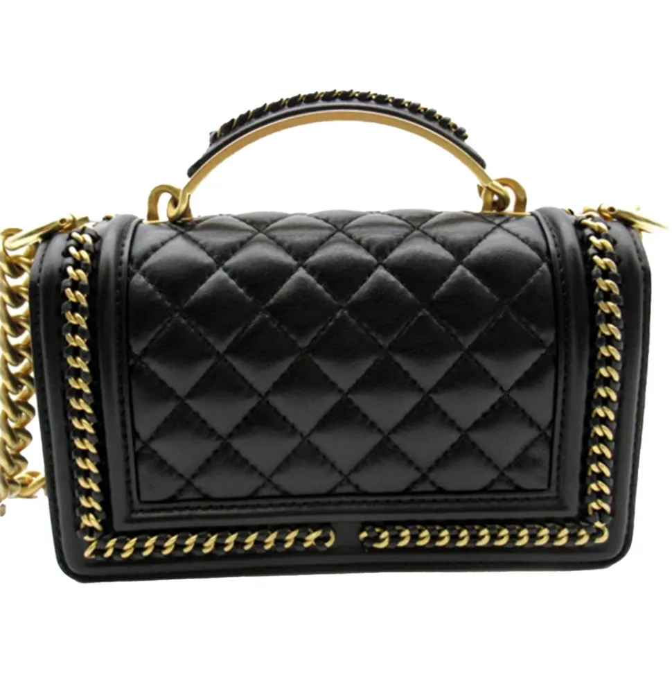 Chanel Vintage - Small Lambskin Boy Top Handle - Black - Leather and Lambskin Handbag - Luxury High Quality - Avvenice