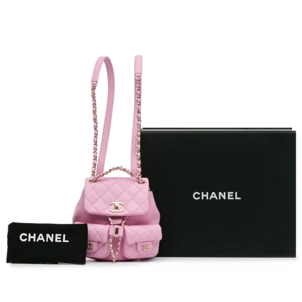 Chanel Vintage - Small Quilted Caviar Duma Pockets Drawstring Backpack - Pink - Leather and Lambskin Handbag - Luxury - Avvenice