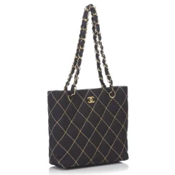 Chanel Vintage - Surpique Wool Shoulder Bag - Grey - Leather and Wool Handbag - Luxury High Quality - Avvenice