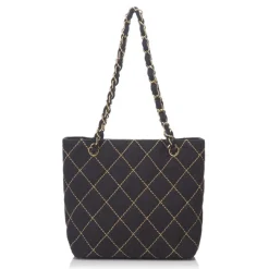 Chanel Vintage - Surpique Wool Shoulder Bag - Grey - Leather and Wool Handbag - Luxury High Quality - Avvenice