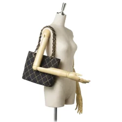 Chanel Vintage - Surpique Wool Shoulder Bag - Grey - Leather and Wool Handbag - Luxury High Quality - Avvenice