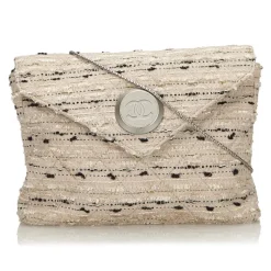 Chanel Vintage - Tweed Chain Envelope Bag - White - Fabric and Tweed Handbag - Luxury High Quality - Avvenice