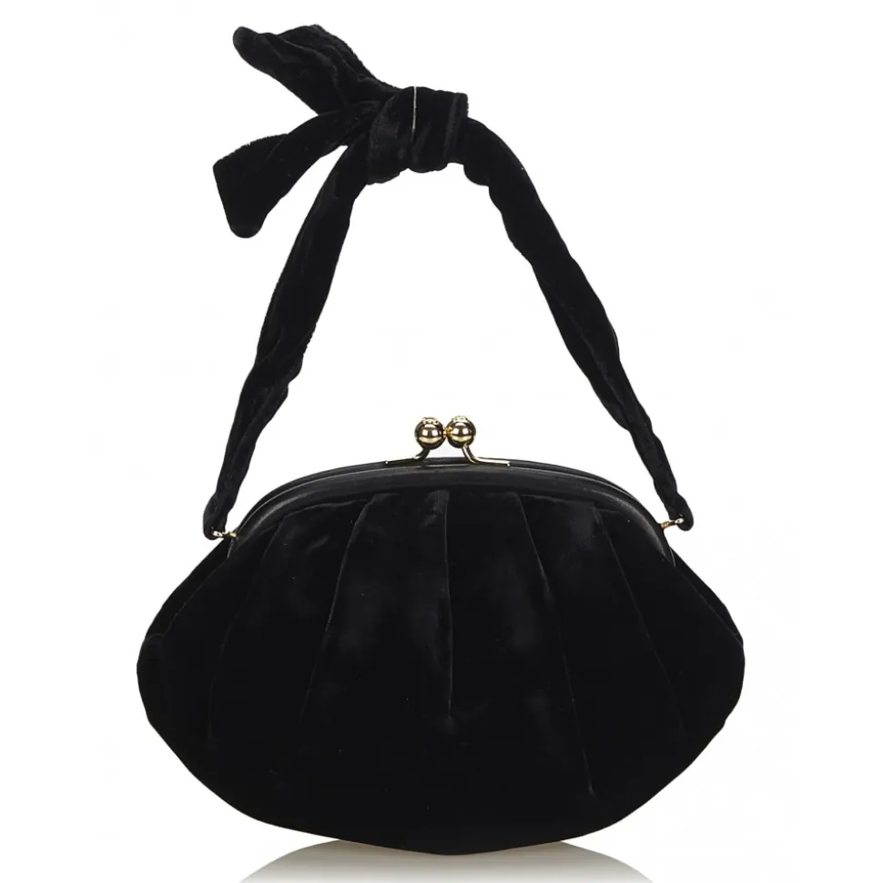 Chanel Vintage - Velour Handbag Bag - Black - Leather and Velour Handbag - Luxury High Quality - Avvenice