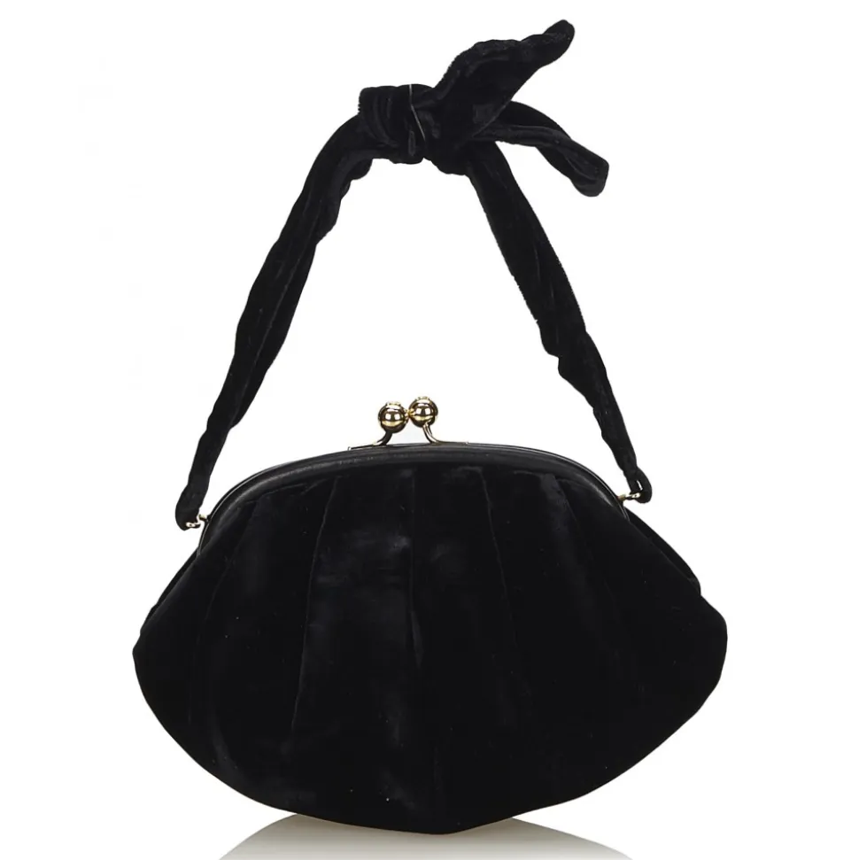 Chanel Vintage - Velour Handbag Bag - Black - Leather and Velour Handbag - Luxury High Quality - Avvenice