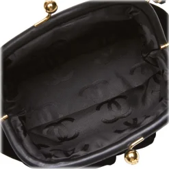 Chanel Vintage - Velour Handbag Bag - Black - Leather and Velour Handbag - Luxury High Quality - Avvenice