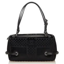 Chanel Vintage - Velour Shoulder Bag - Black - Leather and Lambskin Handbag - Luxury High Quality - Avvenice