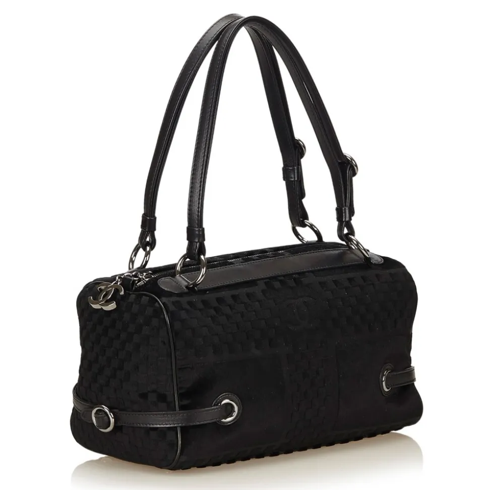 Chanel Vintage - Velour Shoulder Bag - Black - Leather and Lambskin Handbag - Luxury High Quality - Avvenice