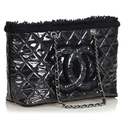 Chanel Vintage - Vinyl Toile Chain Tote Bag - Black - Canvas and Vinyl Handbag - Luxury High Quality - Avvenice