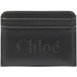 Chloé - Black Embroidered-Logo Leather Cardholder - Chloé Exclusive Luxury Collection - Avvenice