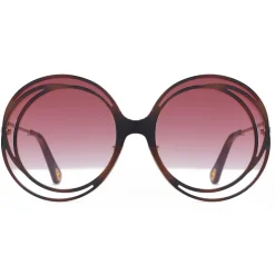 Chloé - Carlina Halo Round Metal Sunglasses - Havana Pink - Chloé Eyewear - Avvenice