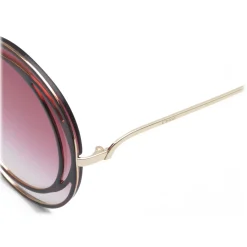 Chloé - Carlina Halo Round Metal Sunglasses - Havana Pink - Chloé Eyewear - Avvenice