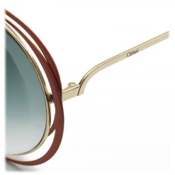 Chloé - Carlina Round Metal Sunglasses - Gold Terracotta - Chloé Eyewear - Avvenice