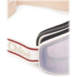 Chloé - Cassidy Ski Goggle with a Jacquard Fabric Band - Ivory Burgundy - Chloé Eyewear - Avvenice