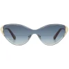 Chloé - Cat-Eye Curtis Sunglasses in Metal - Gold Blue - Chloé Eyewear - Avvenice