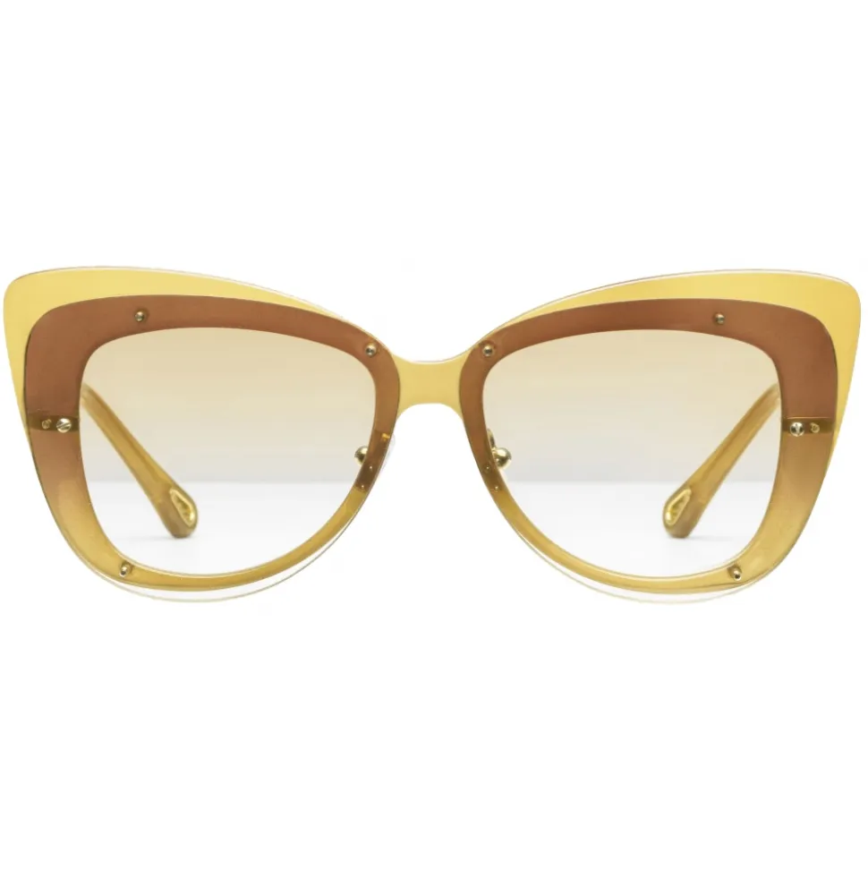Chloé - Cat-Eye Dree Sunglasses in Nylon and Metal - Gold Yellow - Chloé Eyewear - Avvenice