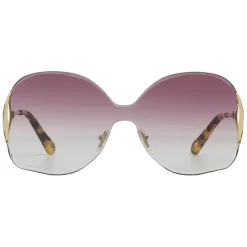 Chloé - Curtis Squared Metal Sunglasses - Gold Purple - Chloé Eyewear - Avvenice