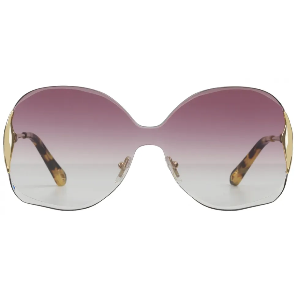 Chloé - Curtis Squared Metal Sunglasses - Gold Purple - Chloé Eyewear - Avvenice