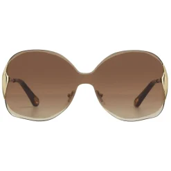 Chloé - Curtis Squared Metal Sunglasses - Gold Brown - Chloé Eyewear - Avvenice