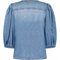Chloé - Denim Collarless Blouse - Chloé Exclusive Luxury Collection - Avvenice
