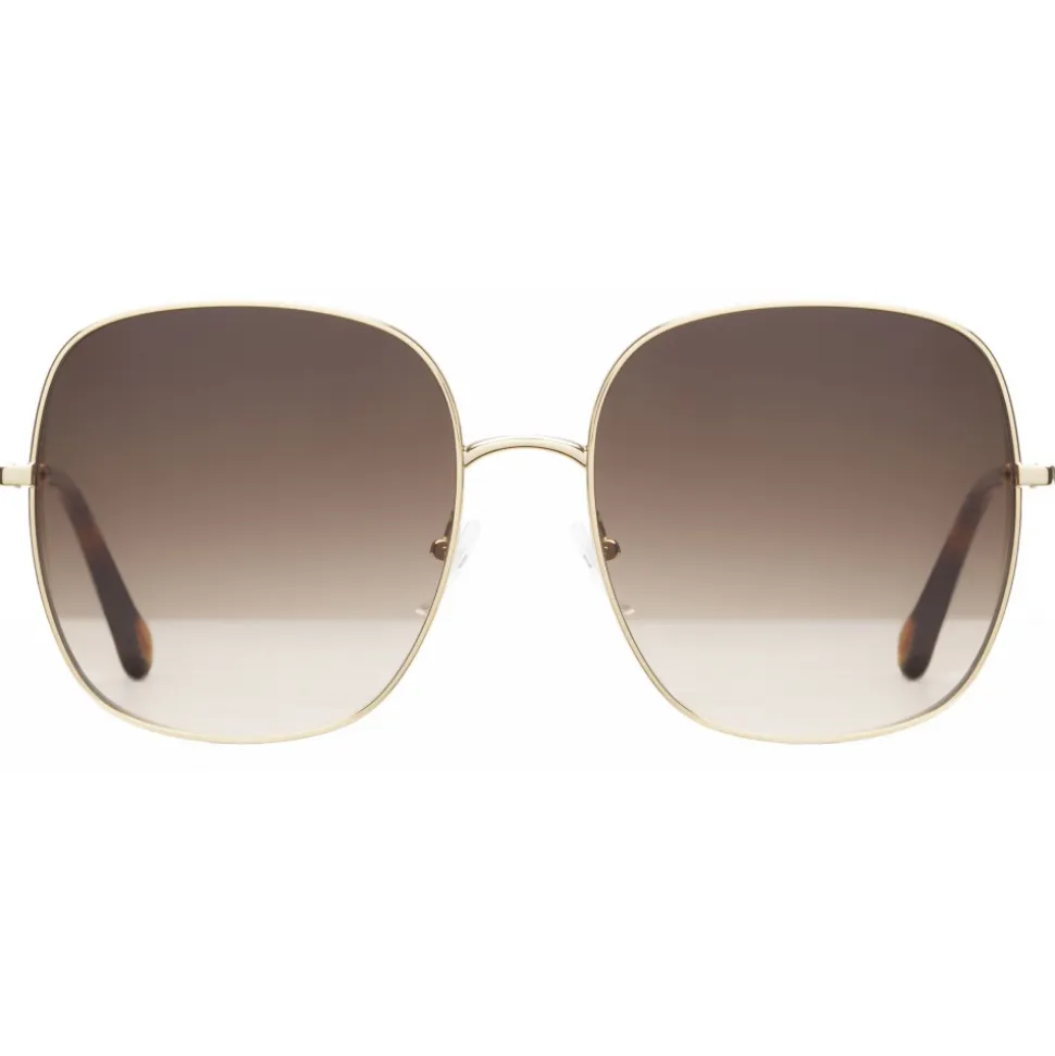 Chloé - Eliz Square Metal Sunglasses - Gold Brown Rose - Chloé Eyewear - Avvenice