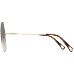 Chloé - Eliz Square Metal Sunglasses - Gold Brown Rose - Chloé Eyewear - Avvenice