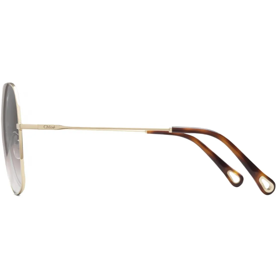 Chloé - Eliz Square Metal Sunglasses - Gold Brown Rose - Chloé Eyewear - Avvenice
