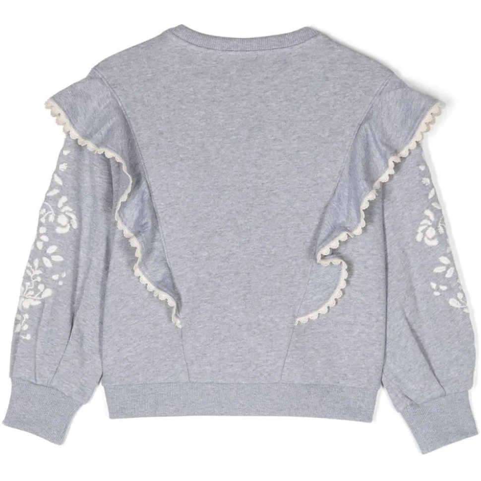 Chloé - Kids Grey Ruffled Sweatshirt - Chloé Exclusive Luxury Collection - Avvenice