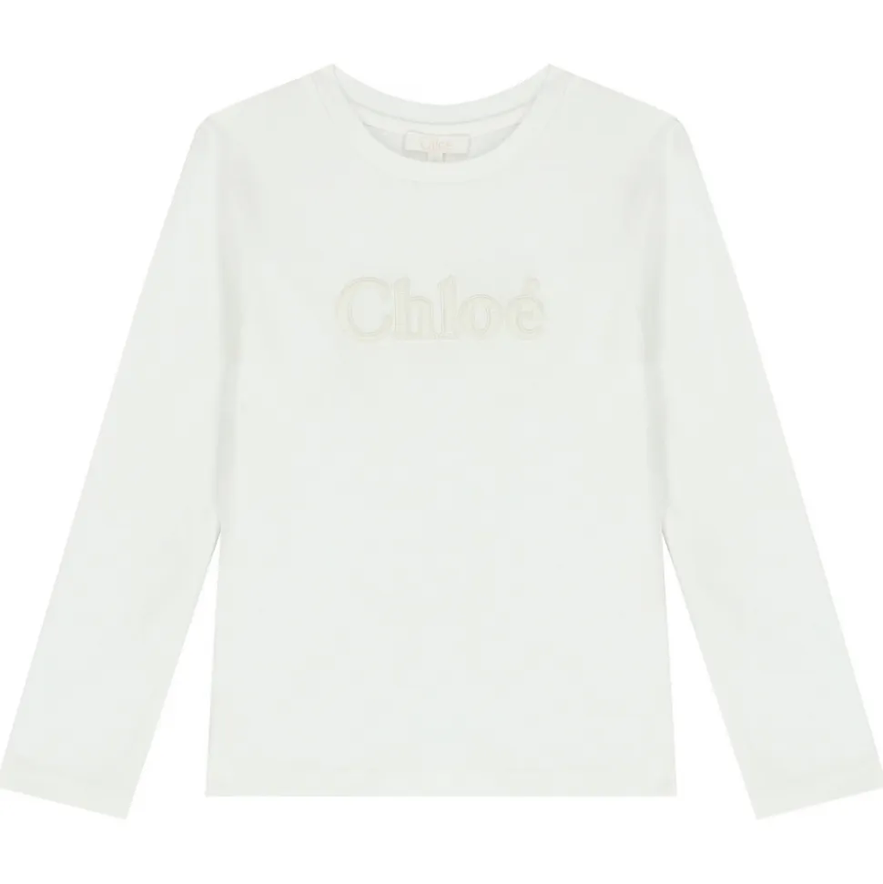 Chloé - Kids Off White Long Sleeves T-Shirt - Chloé Exclusive Luxury Collection - Avvenice