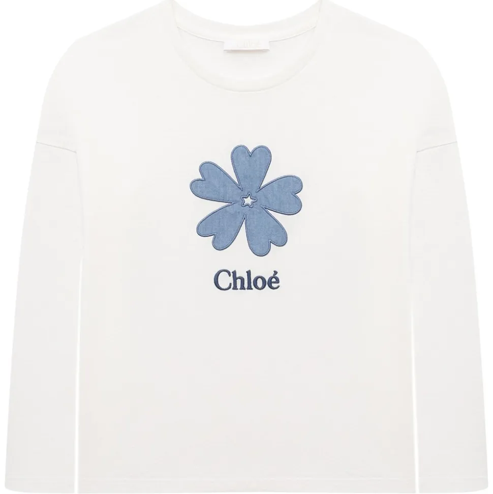 Chloé - Kids Off-White Long Sleeves T-Shirt - Chloé Exclusive Luxury Collection - Avvenice