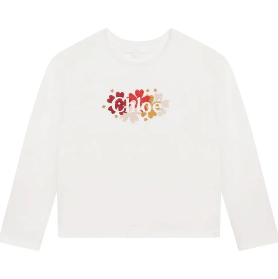 Chloé - Kids Off-White Long Sleeves T-Shirt - Chloé Exclusive Luxury Collection - Avvenice