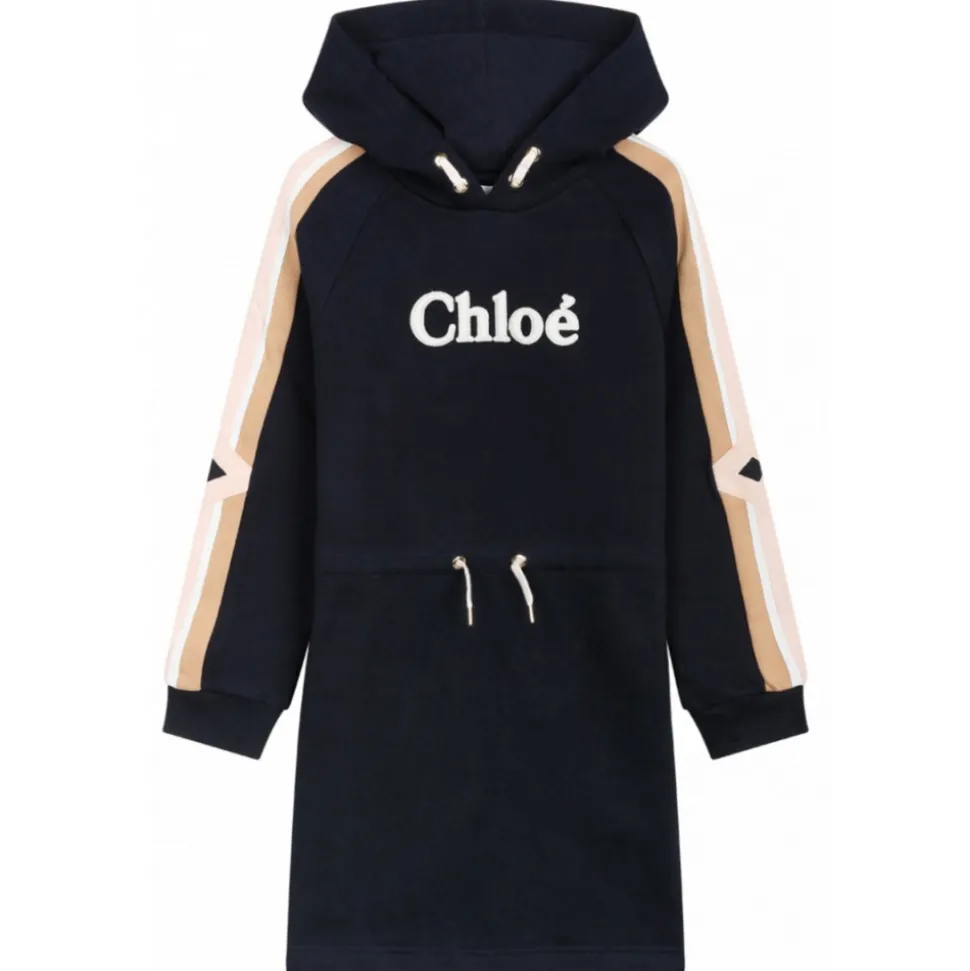 Chloé - Navy Blue and Multicolour Appliqué Logo Dress - Chloé Exclusive Luxury Collection - Avvenice