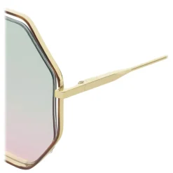 Chloé - Poppy Octagonal Metal Sunglasses - Gold Havana Green Pink - Chloé Eyewear - Avvenice