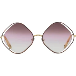Chloé - Poppy Rhombus Sunglasses in Metal - Havana Gold Rose - Chloé Eyewear - Avvenice
