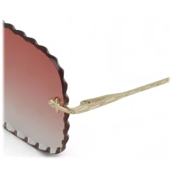 Chloé - Square Rosie Sunglasses in Metal - Gold Coral - Chloé Eyewear - Avvenice