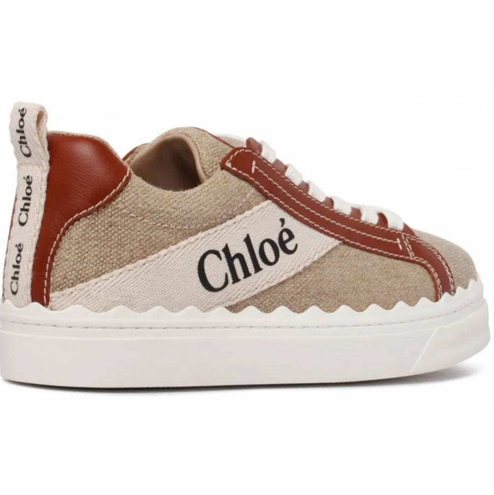 Chloé - White and Brown Lauren Sneakers - Chloé Exclusive Luxury Collection - Avvenice