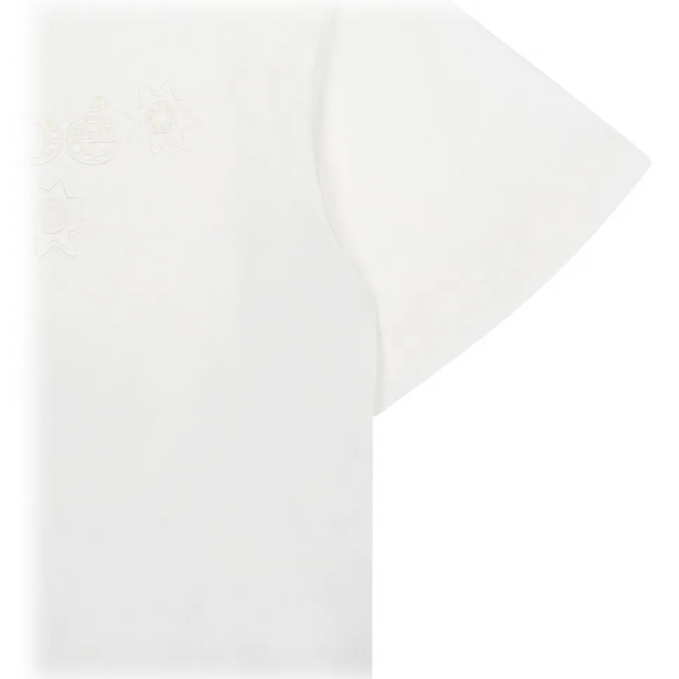 Chloé - White Embroidered Carved Logo T-Shirt - Chloé Exclusive Luxury Collection - Avvenice