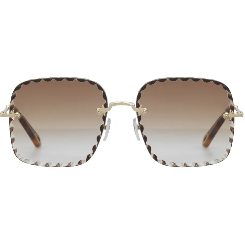 Chloé - Willow Square Sunglasses in Bio-Acetate - Dark Havana Khaki - Chloé Eyewear - Avvenice