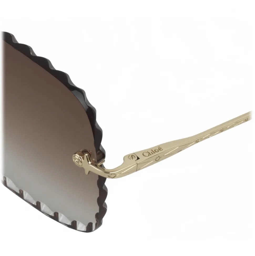 Chloé - Willow Square Sunglasses in Bio-Acetate - Dark Havana Khaki - Chloé Eyewear - Avvenice