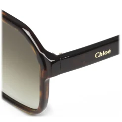 Chloé - Willow Square Sunglasses in Bio-Acetate - Dark Havana Khaki - Chloé Eyewear - Avvenice