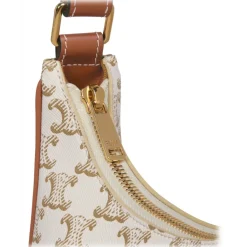 Céline - Ava Bag in Triomphe Canvas and Calfskin - White - Bag - Céline Exclusive Collection - Avvenice