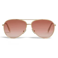 Céline - Aviator Sunglasses in Metal 02 - Gold Pink - Sunglasses - Céline Eyewear - Avvenice
