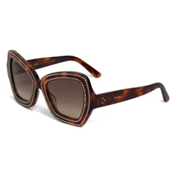 Céline - Butterfly Sunglasses in Acetate and Crystals - Dark Havana - Sunglasses - Céline Eyewear - Avvenice