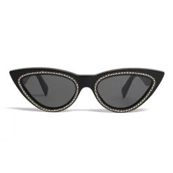 Céline - Cat Eye Sunglasses in Acetate with Crystals and Metal - Black - Sunglasses - Céline Eyewear - Avvenice