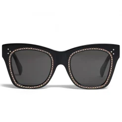 Céline - Classic Cat Eye Sunglasses in Acetate with Crystals - Black - Sunglasses - Céline Eyewear - Avvenice