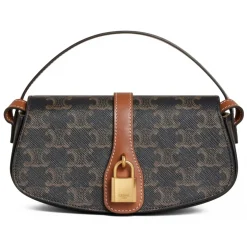 Céline - Clutch on Strap Tabou in Triomphe Canvas and Calfskin - Tan - Bag - Céline Exclusive Collection - Avvenice