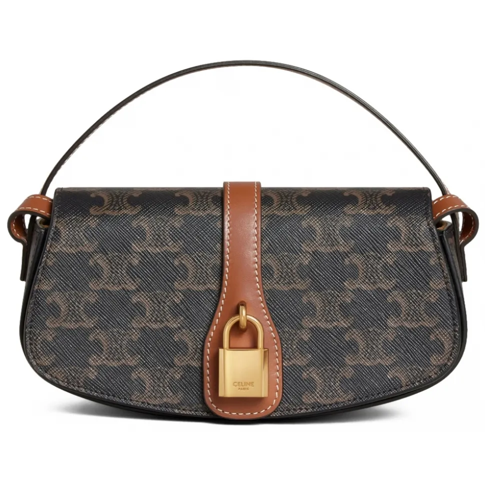 Céline - Clutch on Strap Tabou in Triomphe Canvas and Calfskin - Tan - Bag - Céline Exclusive Collection - Avvenice