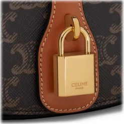 Céline - Clutch on Strap Tabou in Triomphe Canvas and Calfskin - Tan - Bag - Céline Exclusive Collection - Avvenice